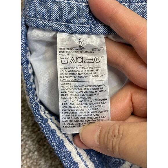 Old navy Womens wide leg pin striped pull on pants sz X-Large linen blend - Picture 12 of 12